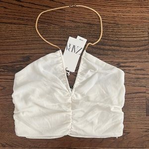 Zara Gold Chain Halter Crop Top